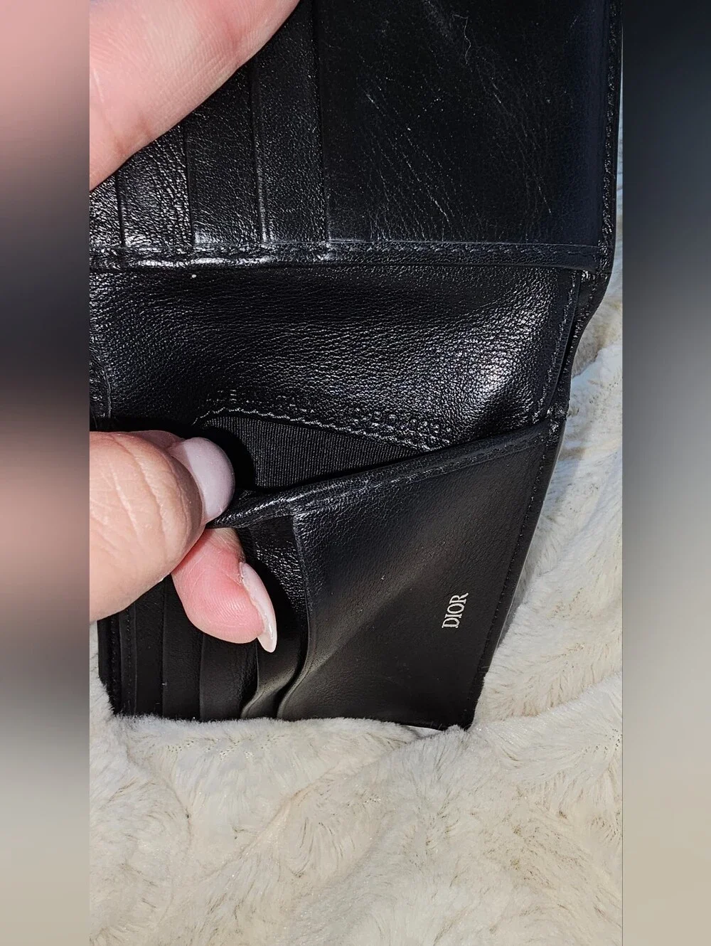 Christian Dior Black Perforated Oblique Leather Bifold Wallet - Made in Italy